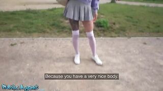 Young college girl agreed to fuck outdoors for one hundred euro