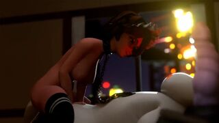 Aunt Cass rides Baymax’s cock in this animated scene