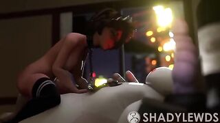 Aunt Cass rides Baymax’s cock in this animated scene