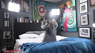 Beautiful brunette Dharma Jones gives the best deepthroat blowjob in this steamy scene