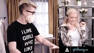 Scissoring passion with Ember Snow and a hot blonde in an intense session