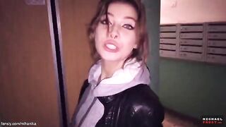 A walk with a girl in wet panties, cumming