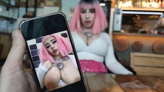 The dirty slut was hungry and had sex with a waiter in the restaurant
