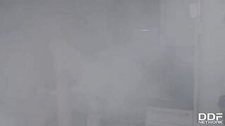 Hot firefighters fuck busty tattooed slut Monika Fox in an orgy