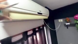 The woman has no money to pay for the AC repairman