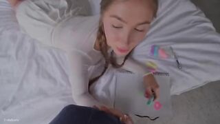 Stepsister makes her first blowjob in this steamy scene