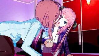 Hot threesome action with Miku and Nino in 3D hentai