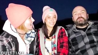 A hot threesome sex in the woods with a polyamorous girl
