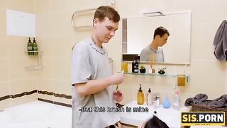 A familiar toothbrush turns into a tool for intimate fun in this steamy scene