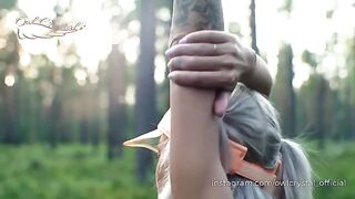 A hot blonde got lost in the forest and had to fuck for help