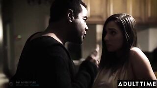 Father-in-law dominates his ebony daughter-in-law Jaye Summers in the kitchen