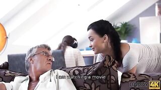 Old man fucks his son's young girlfriend hard
