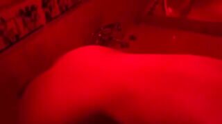 The blonde plays with sex toys in the bathroom and calls for a big cock
