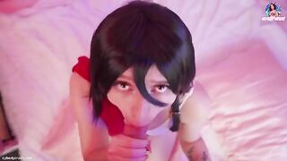 Mikasa Ackerman from Attack on Titan gets fucked and cum on her face
