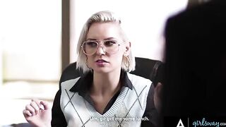 Two gossiping employees get punished by their dominant and stacked boss, Kenzie Taylor