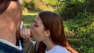 I'm getting my dick sucked by my stepsister in the park