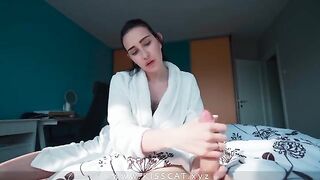 Young guy masturbates his cock in front of his stepmom accidentally