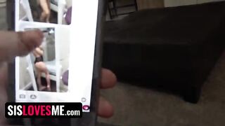 Pervert stepbrother fucks plump tits step sister Alex Jane and cum in her wet pussy