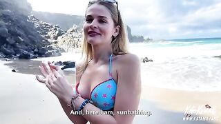 A hot girl with a luxurious ass was fucking on the beach in POV