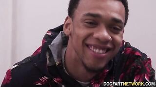Blonde Heather Honey receives double penetration from two large black partners