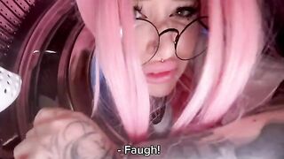 A stupid stepsister got stuck in the washing machine and I fucked her