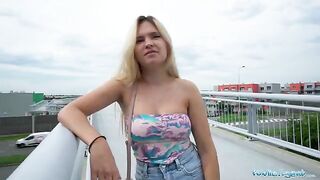 Irina Cage gets her big boobs flashed and fucked outdoors for cash in this steamy Public Agent scene