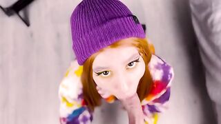 The red-haired beauty presented her ass to the camera after an intense blowjob session in stunning 4K