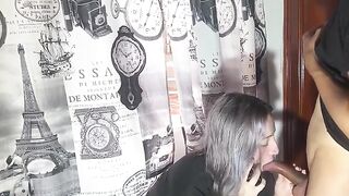 The very naughty girl speaks with her boyfriend while being unfaithful