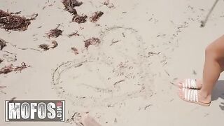 Skinny Asian teen Vina Sky gets banged on the beach before getting her mouth filled with cum