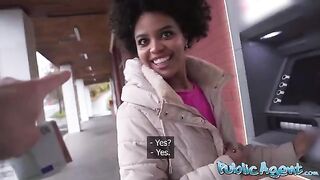 Brunette pick-up with a girl for cash on the street
