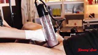 Compilation of men using penis pumps to achieve bigger cocks, often seen in homemade videos