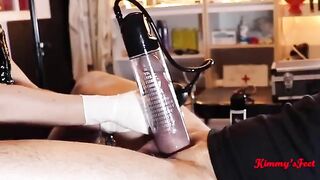 Compilation of men using penis pumps to achieve bigger cocks, often seen in homemade videos