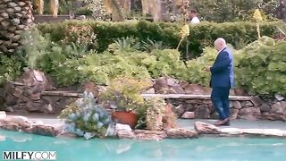 A gorgeous blonde MILF cheats on her husband with a young stud