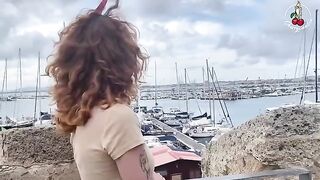 Redhead Cherry Candle has sex with her boyfriend on a boat