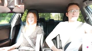 A girl surprised Verlonis by masturbating in the car with a remote-controlled toy