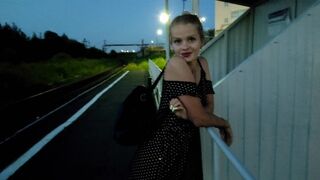 The confused girl waited for the train and got sex with a stranger