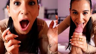 I swallowed a huge dick and got cum in my mouth, begging for it