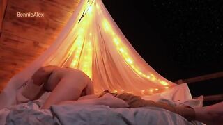 A couple has romantic sex right in nature, with long foreplay