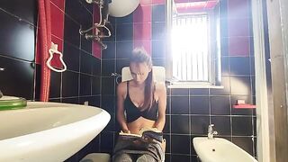My filthy friend kicked me out in the bathroom