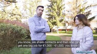 The agent has found a new girl for the casting in Public Agent