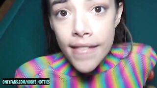 Tiny Latina slut Harmony Wonder gets her throat gagged and pussy smashed hard