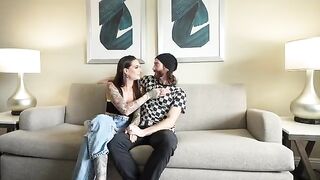 A boyfriend experiences his first double BJ with two girls