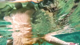 Underwater anal sex with a stunning blonde on the beach