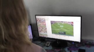 A teen slut gets fucked at home while playing video games in POV style