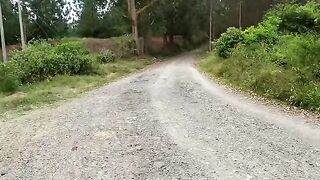 A beautiful woman took a bike ride and met a new friend