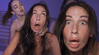 Submissive bimbo teen gets her brains fucked out and her cervix crushed in a hardcore FFM scene