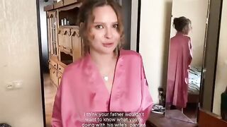 Guy caught stepmom wanking her pussy, taught a lesson with cum on face