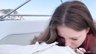 A girl was on a yacht with her friend, got intimate, and enjoyed the thrilling experience