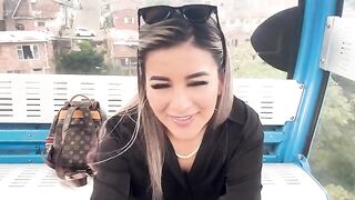 Petite girl has sex on the city's metro cable car