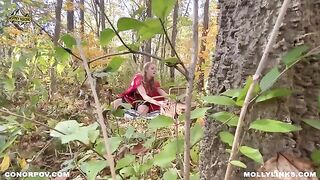 A little girl in a red cape was fucked by a big bad wolf outdoors